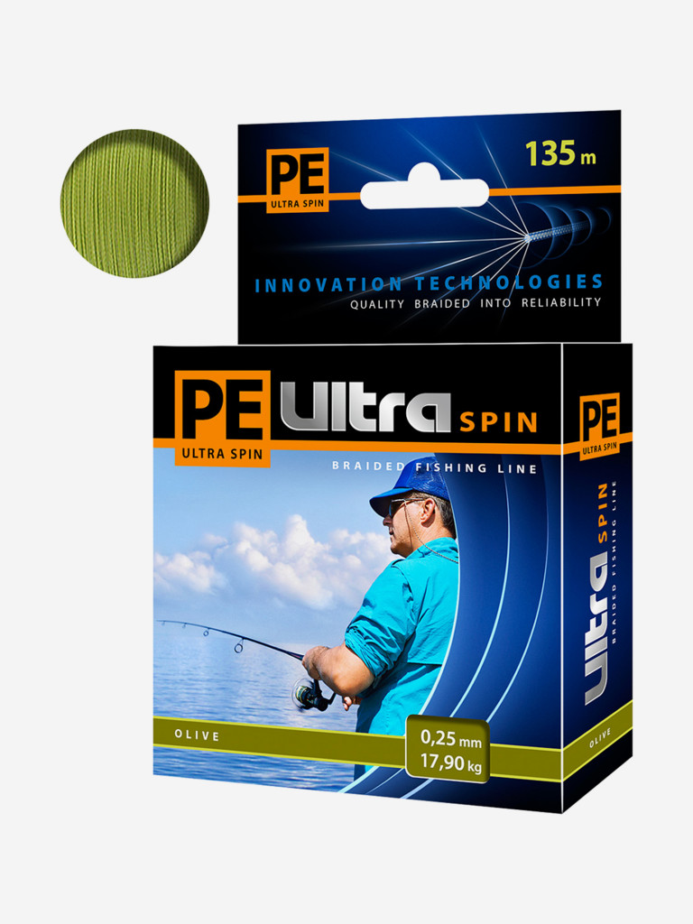 Плетеный шнур для рыбалки AQUA PE ULTRA SPIN Olive 0,25mm 135m