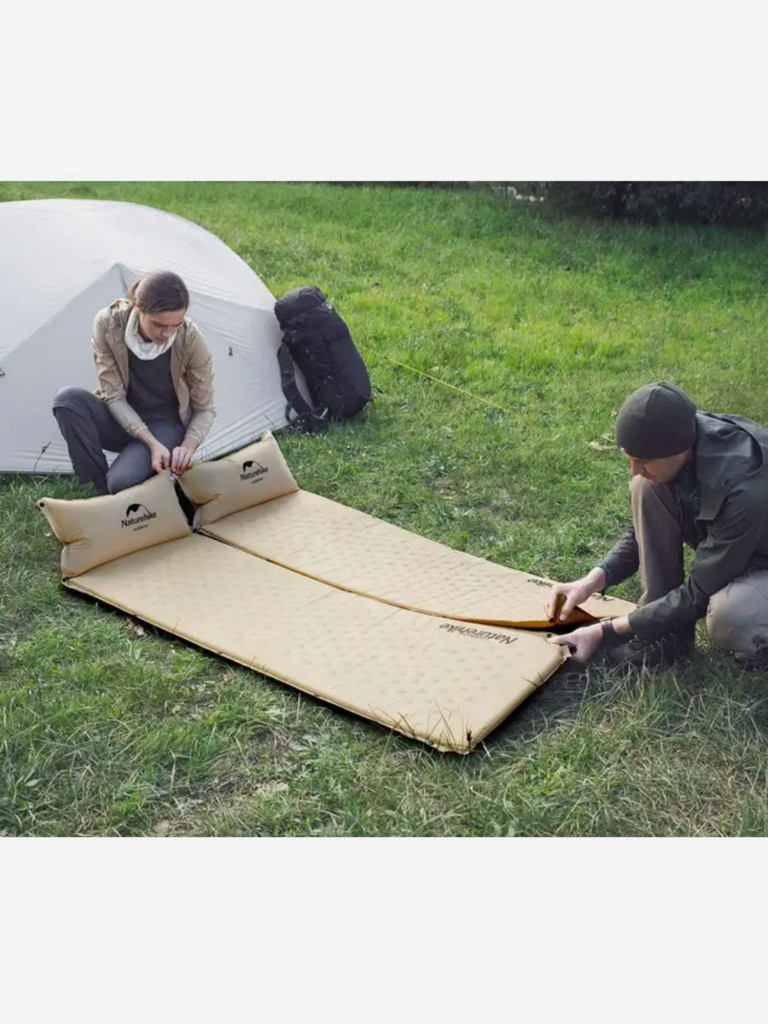 Коврик самонадувающийся с подушкой Naturehike, 185х60х2,5 см, синий