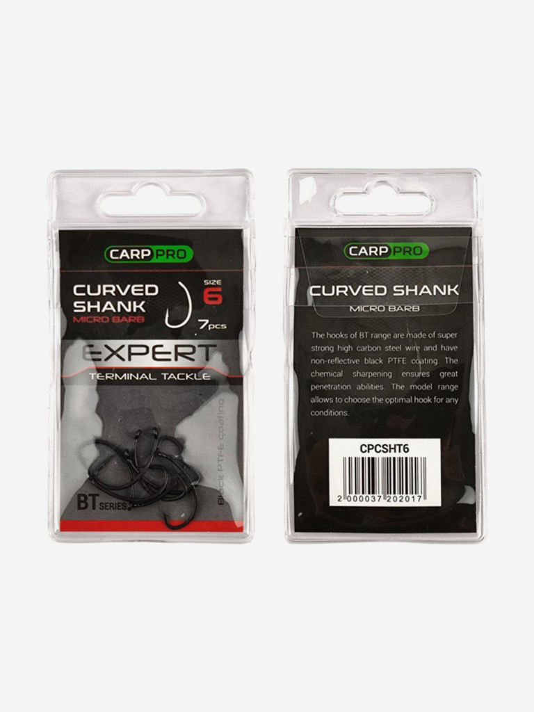 Крючок CARP PRO Black Teflon Curved Shank №6 7шт