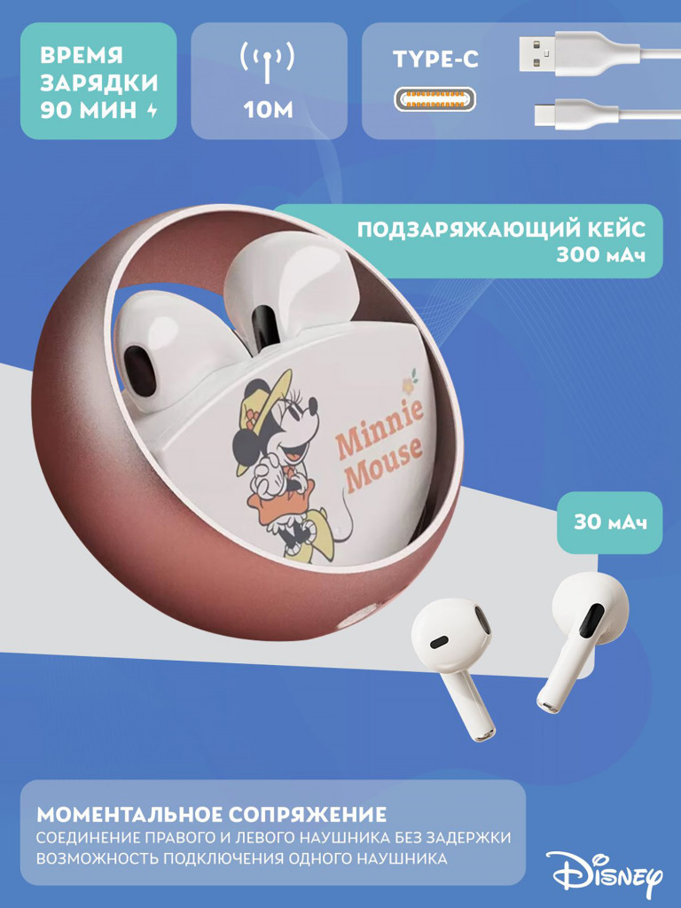 Беспроводные наушники TWS Disney Микки Маус