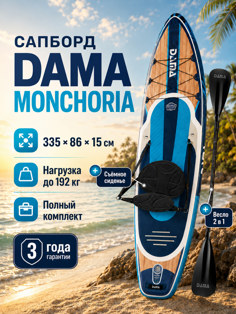 Сапборд двухслойный DAMA MONCHORIA Blue 335 см