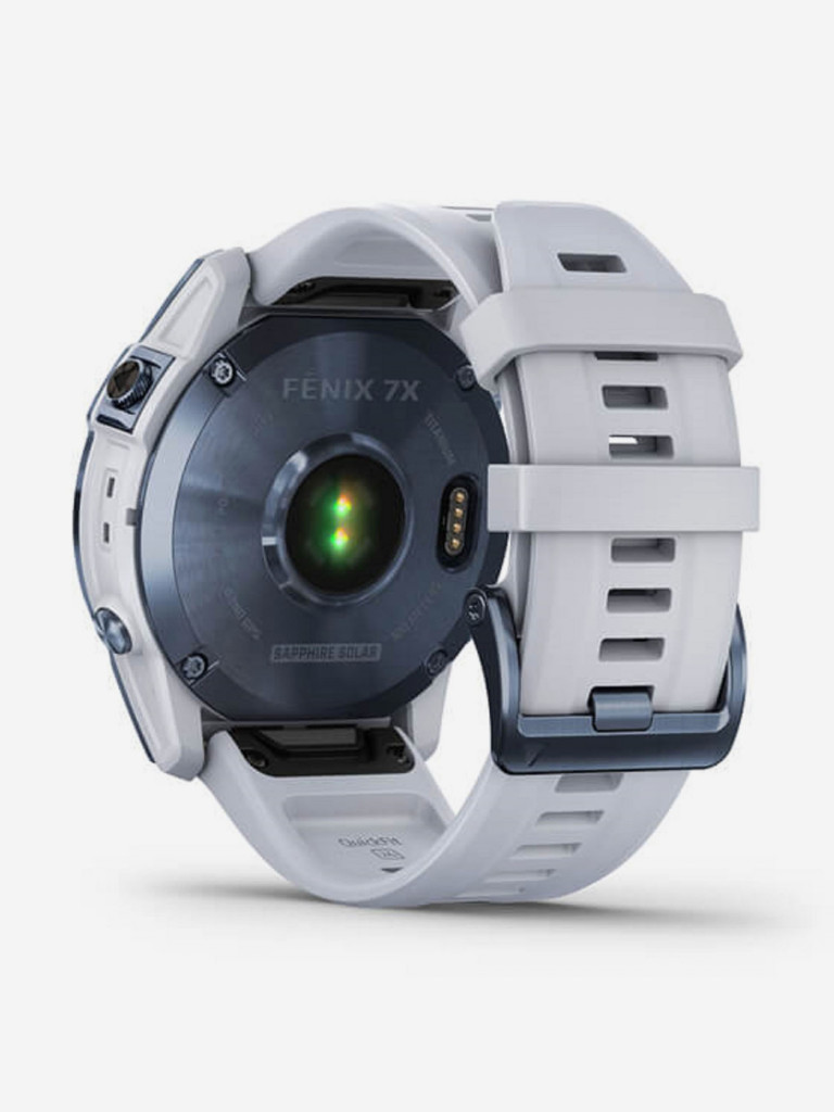 Часы Garmin Fenix 7X Sapphire Solar с подзарядкой от солнца, титановый синий минерал DLC с белым ремешком 010-02541-15
