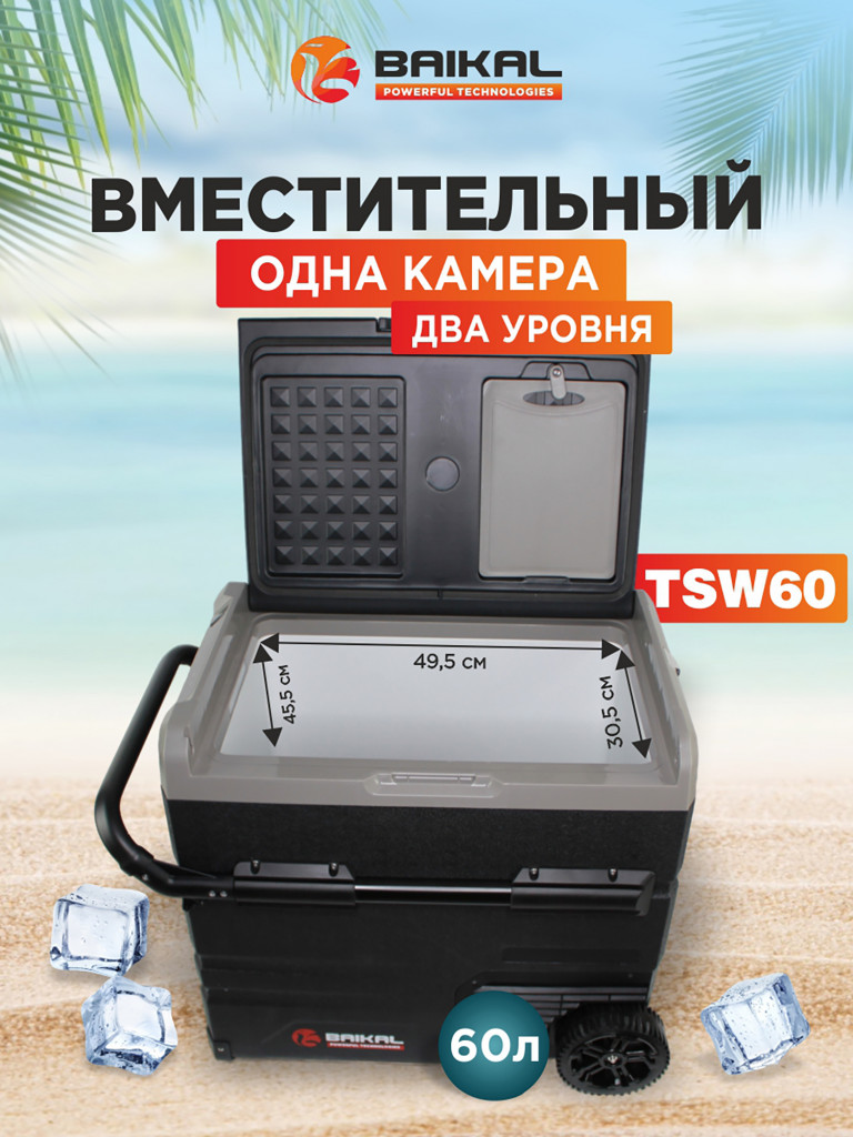 Автомобильный холодильник TSW60 12/24/110/220V
