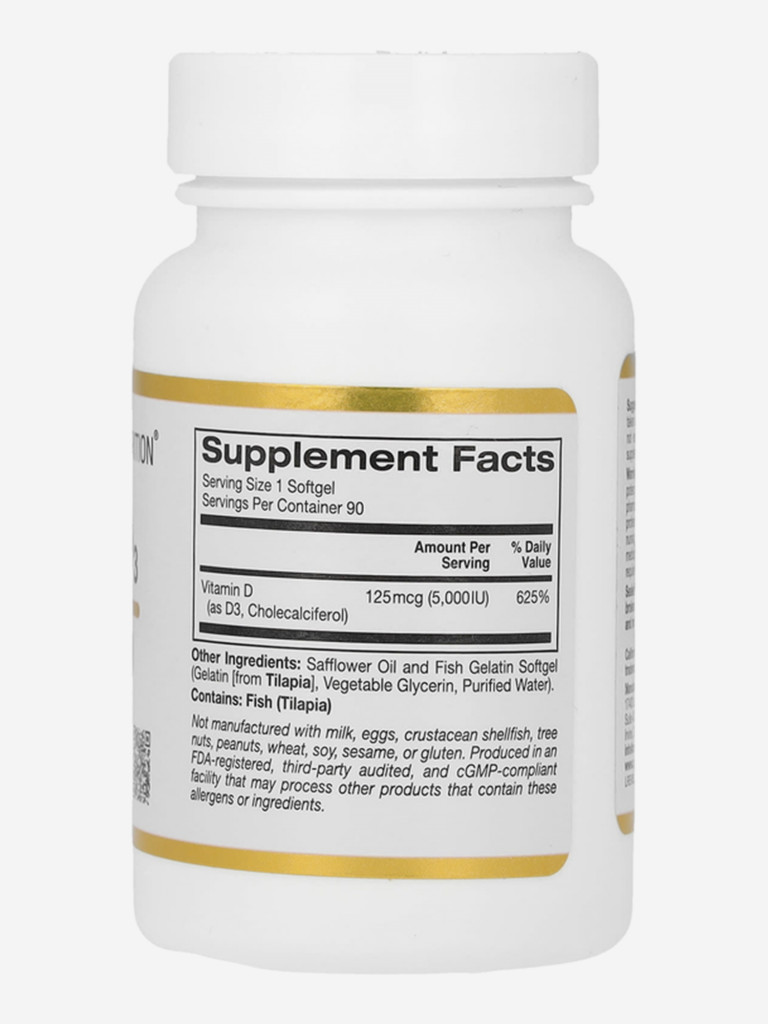 Витамин Д3, California Gold Nutrition, 90 капсул