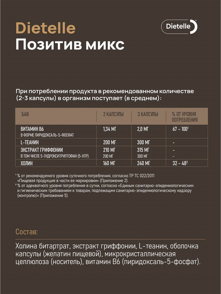 Биологически активная добавка к пище «Dietelle Expert Позитив Микс»