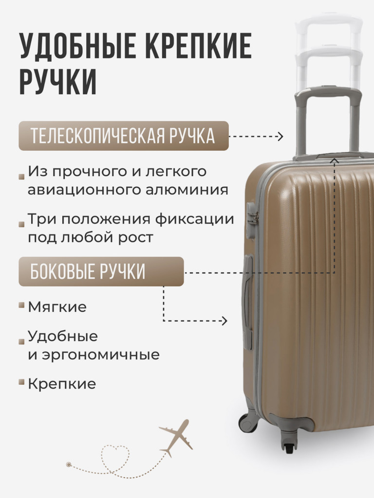 Чемодан Tevin Mp средний пластиковый неубиваемый