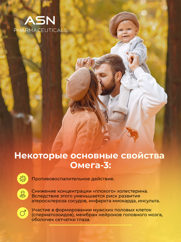 Омега 3, ASN PHARMACEUTICALS, 1000 мг, 90 капсул