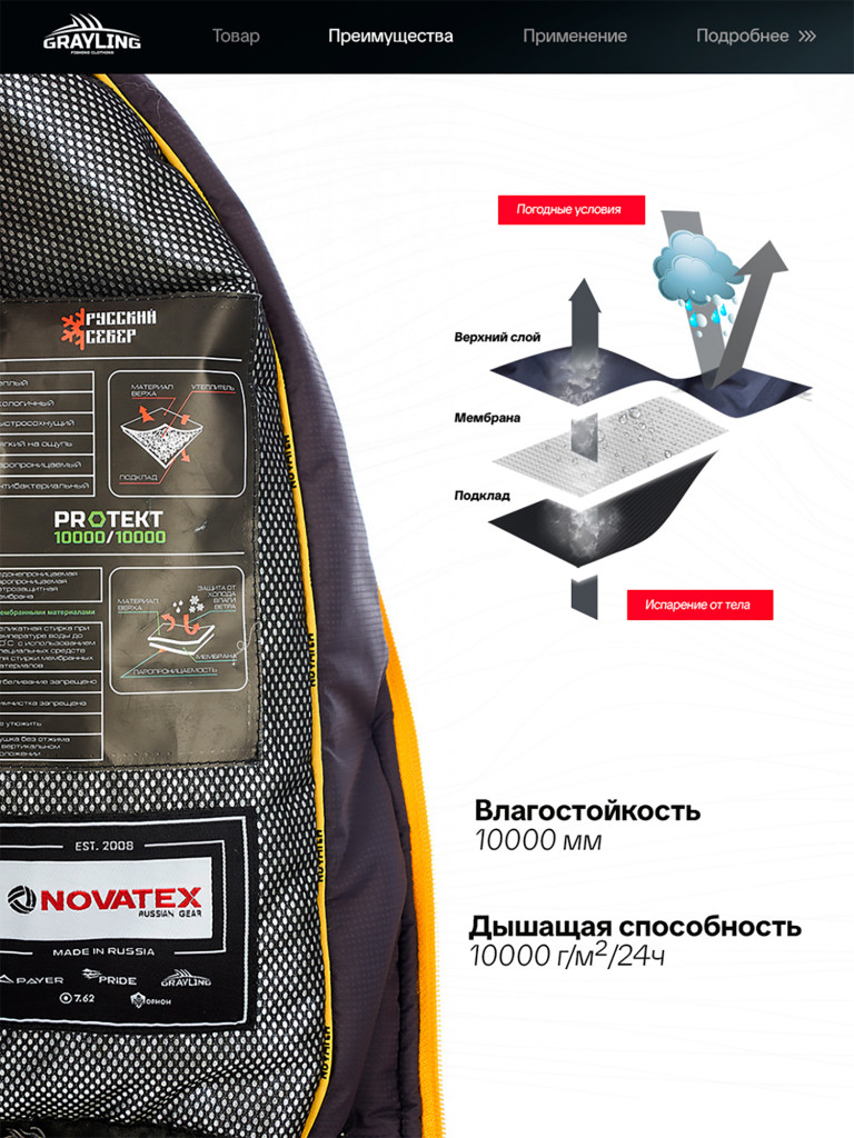 Костюм для рыбалки мужской GRAYLING, камчатка зимний, серо-желтый
