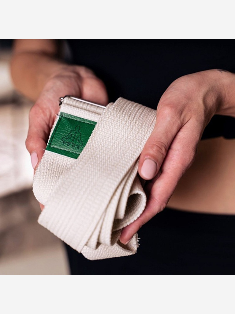 Ремень для йоги хлопковый Nature длиной 230 см, Рамайога, белый, 26377