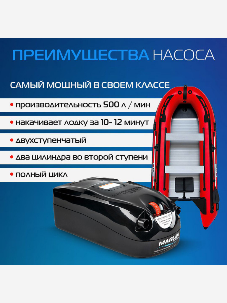 Электрический насос Marlin GP-80 B, насос для лодок пвх, сапбордов, бассейнов, матрасов