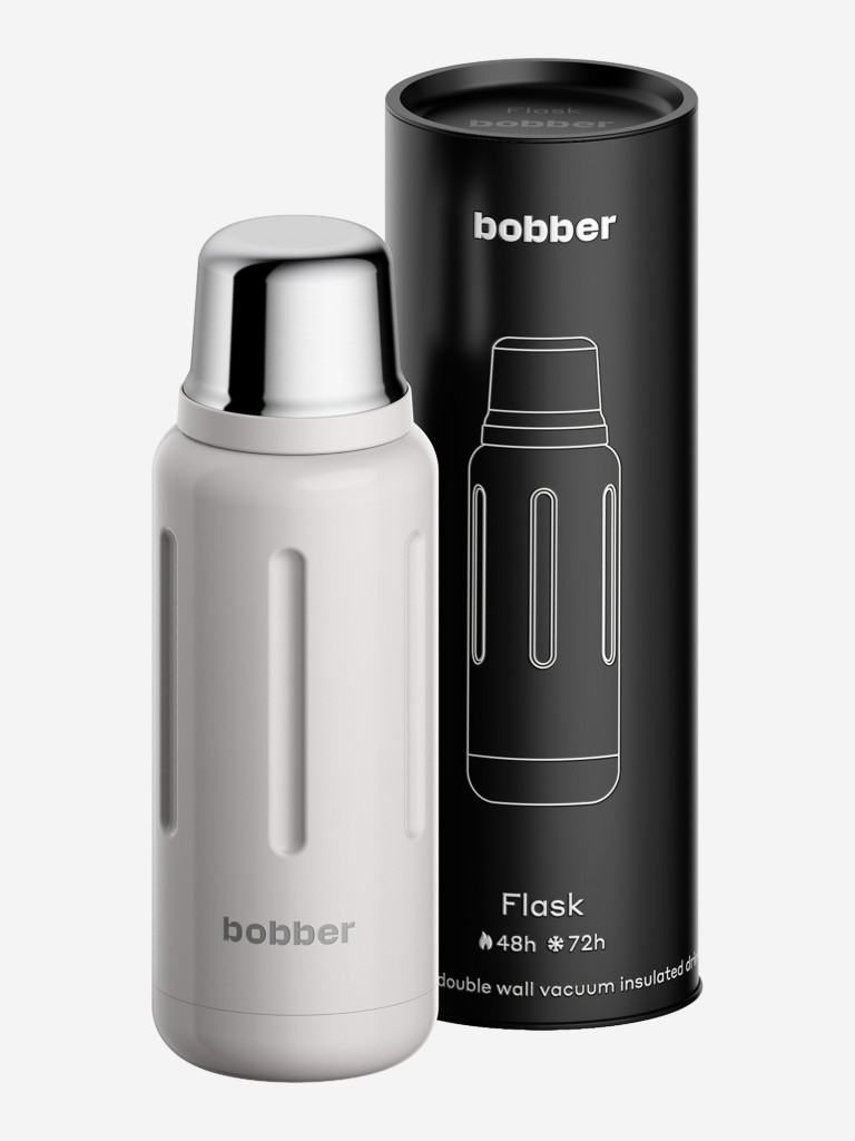 Термос вакуумный для напитков BOBBER Flask 770 мл пробка с каналами для налива тепло до 36 часов серый