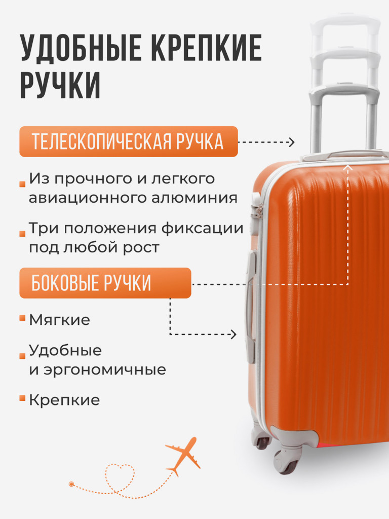 Чемодан Tevin s ручная кладь пластиковый неубиваемый