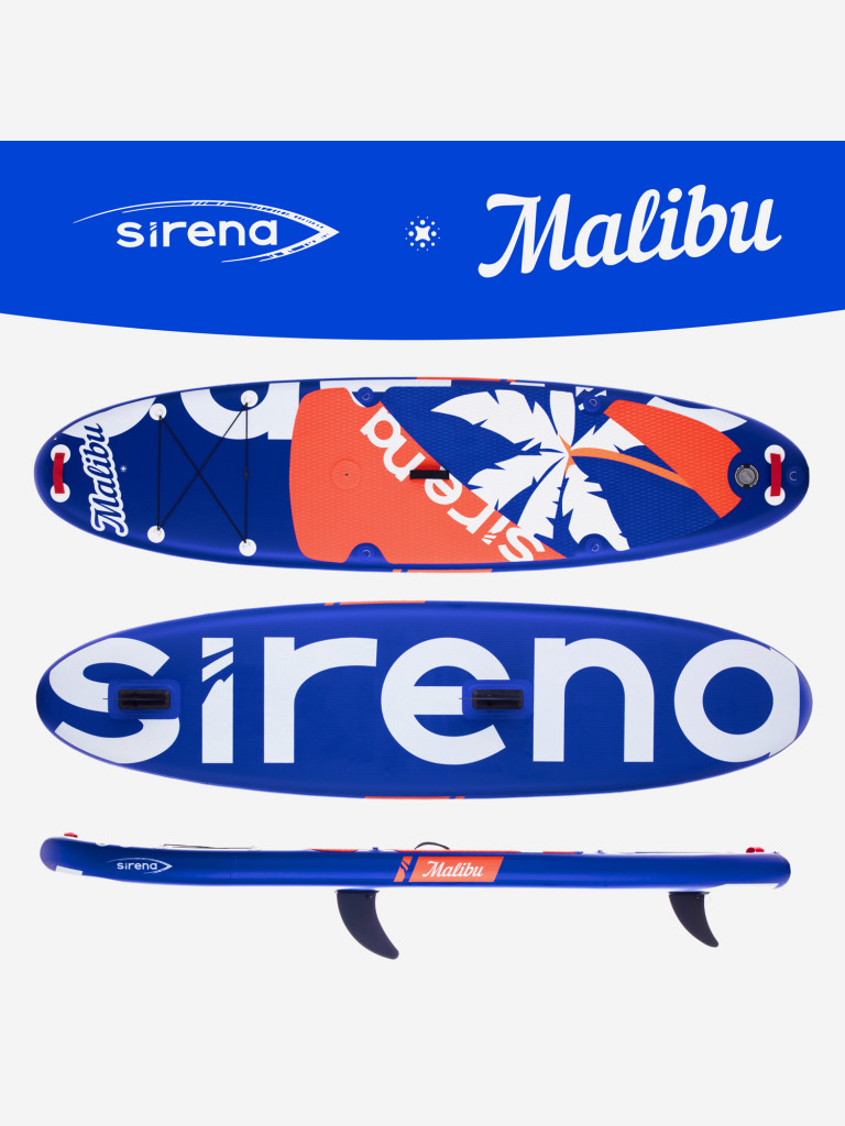 Надувная SUP-доска SIRENA MALIBU 11.6, 350*81*15см, двухслойная, с креплением для паруса, веслом, насосом и страховочным лишем