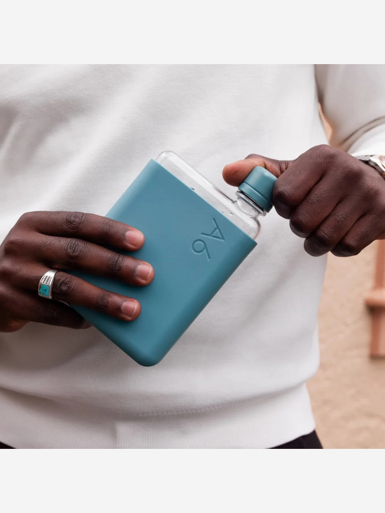 Бутылка с силиконовым чехлом Memobottle A6, голубой