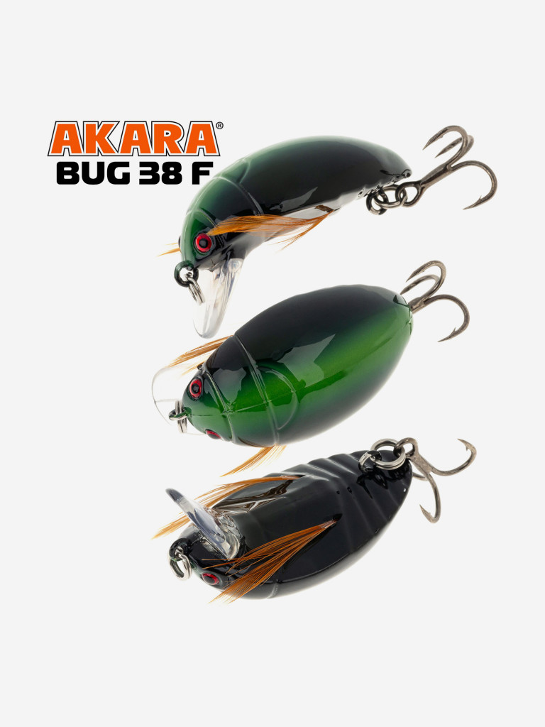 Воблер Akara Bug 38F кренк плавающий жук на голавля, язя, форель 4гр 2