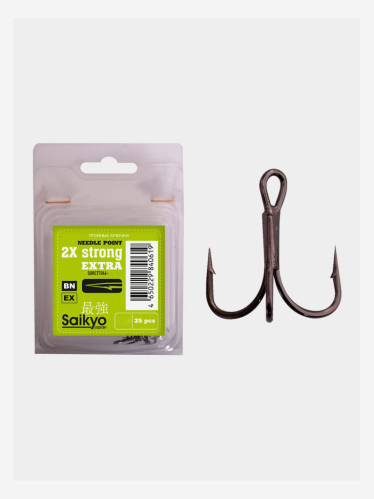 Крючки для рыбалки Saikyo тройные 7046 BN 2X, 25 штук в упаковке
