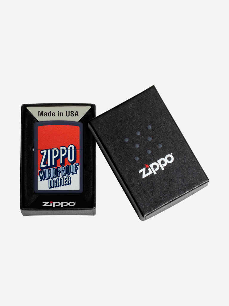 Зажигалка бензиновая ветроустойчивая Zippo Color Block Design Navy Matte
