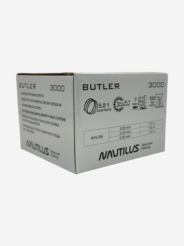 Катушка для спиннинга Nautilus BUTLER NBE1000, катушка для удочки с передним фрикционом