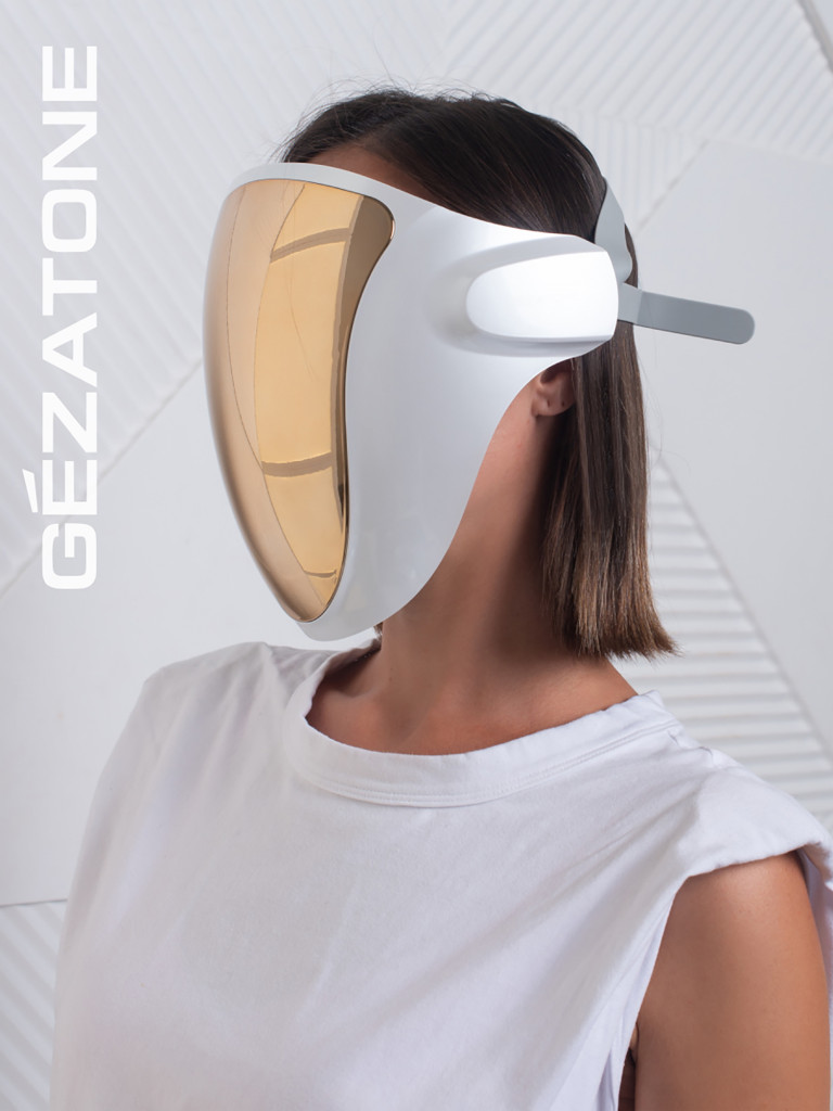 Светодиодная маска для омоложения лица и шеи, LED маска против морщин и воспалений, m1040, Gezatone