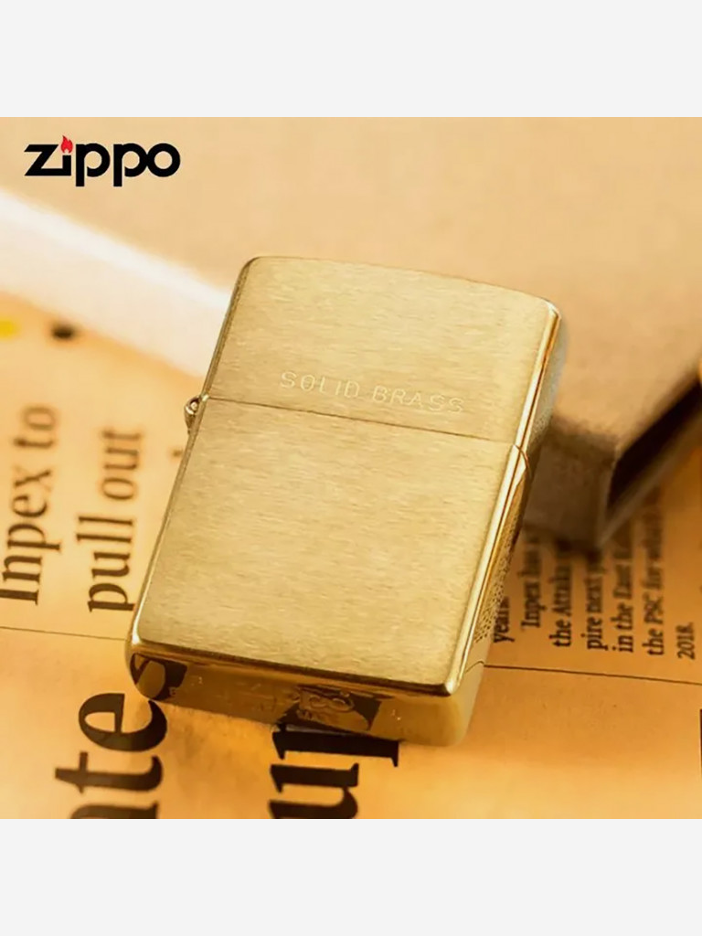 Зажигалка бензиновая ZIPPO 204 Classic Brushed Solid Brass