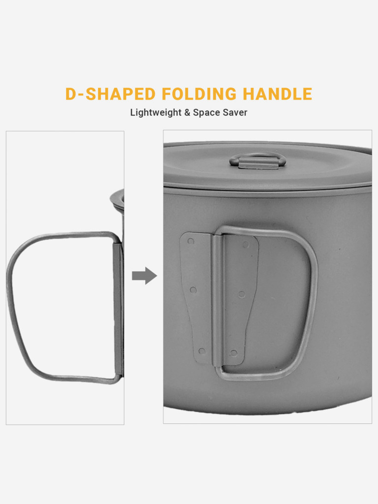 Кастрюля-котелок c крышкой CA2115 1300ml Titanium hanging pot