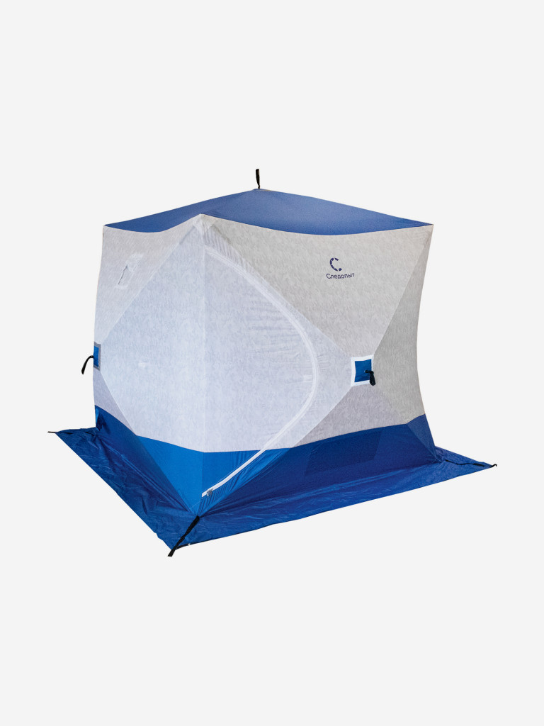 Палатка зимняя куб Следопыт 2,1 х2,1 м,Oxford 210D PU 1000, S по полу 4,4 кв.м, цвет синий, белый.