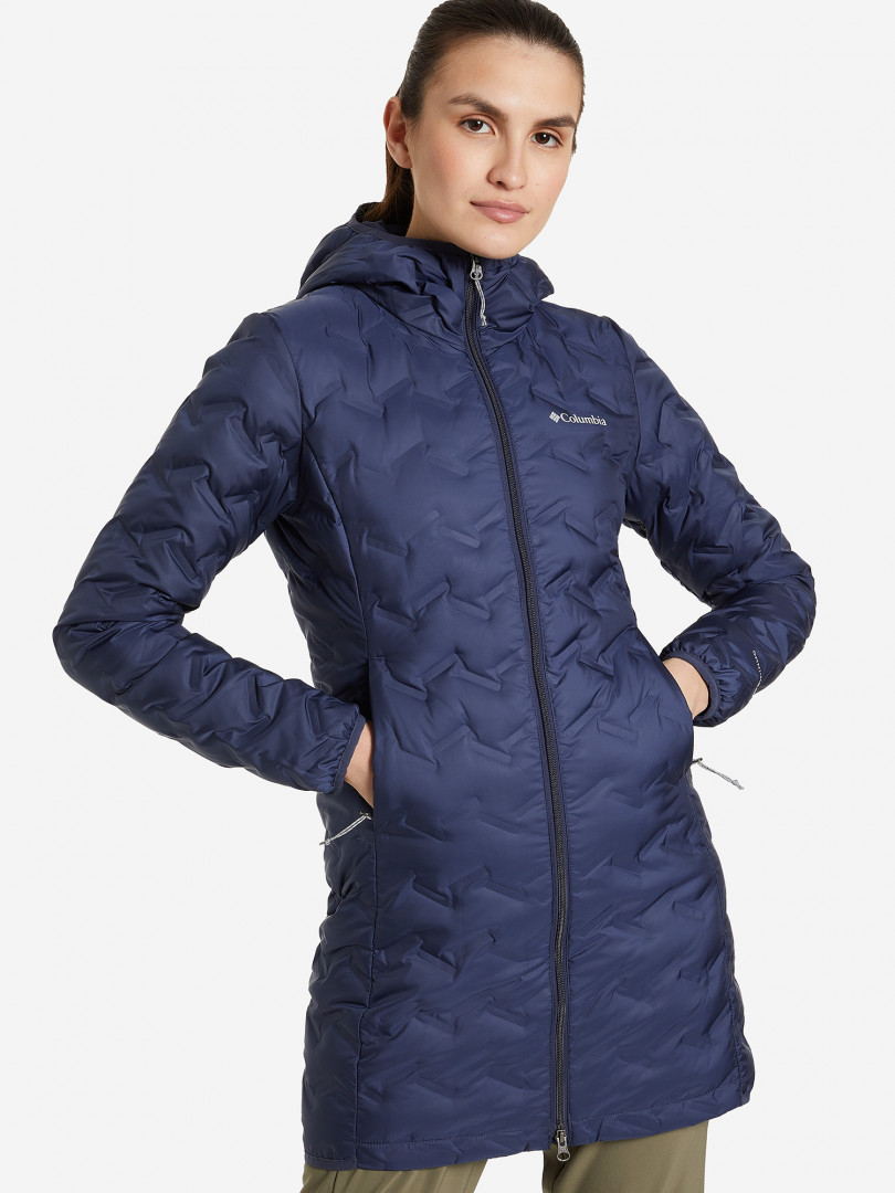 фото Пуховик женский columbia delta ridge long down jacket, синий