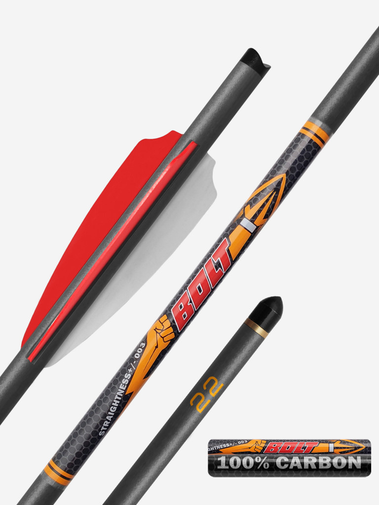 Стрела арбалетная карбоновая Centershot Bolt 22", оперение Q2i Fusion X-2 3", латунный инсерт (3шт.)