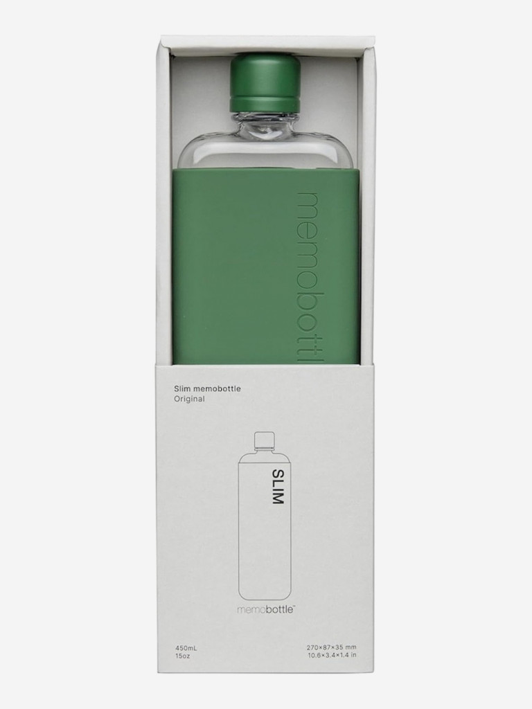 Бутылка с силиконовым чехлом Memobottle Slim, зеленый