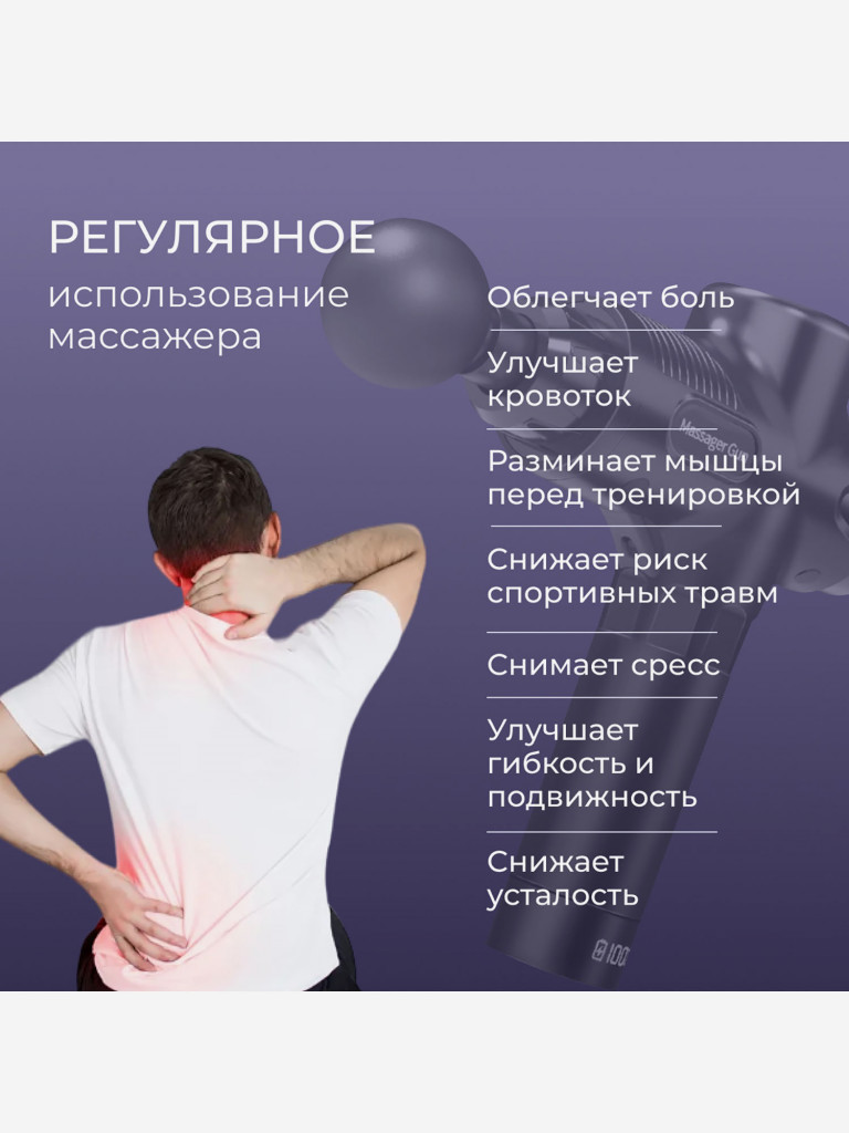 Перкуссионный спортивный массажер пистолет для тела Qualigo с чехлом
