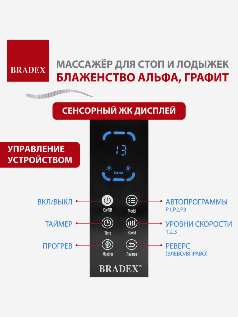 Массажер для стоп и лодыжек БЛАЖЕНСТВО АЛЬФА, графит
