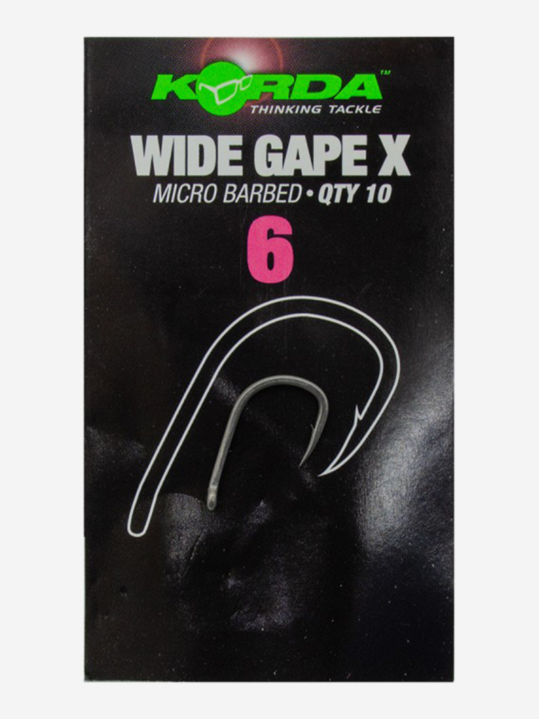 Крючок KORDA Wide Gape-X №6 с бородкой 10шт