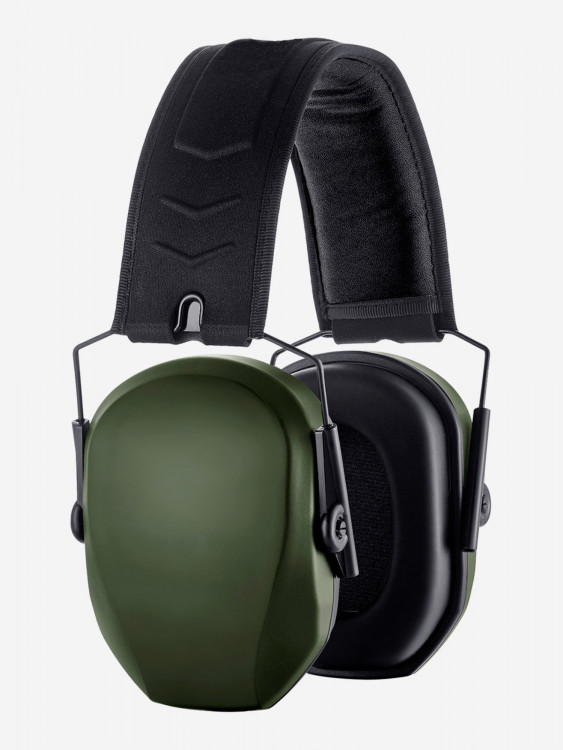 Наушники противошумные Shot Time 18 стрелковые, NRR 25dB, оголовье экокожа+ткань, амбушюры поролоновые, Army Green, 240г