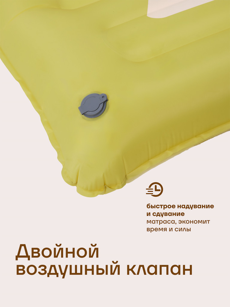 Коврик надувной KLMN односпальный со встроенным насосом, зеленый