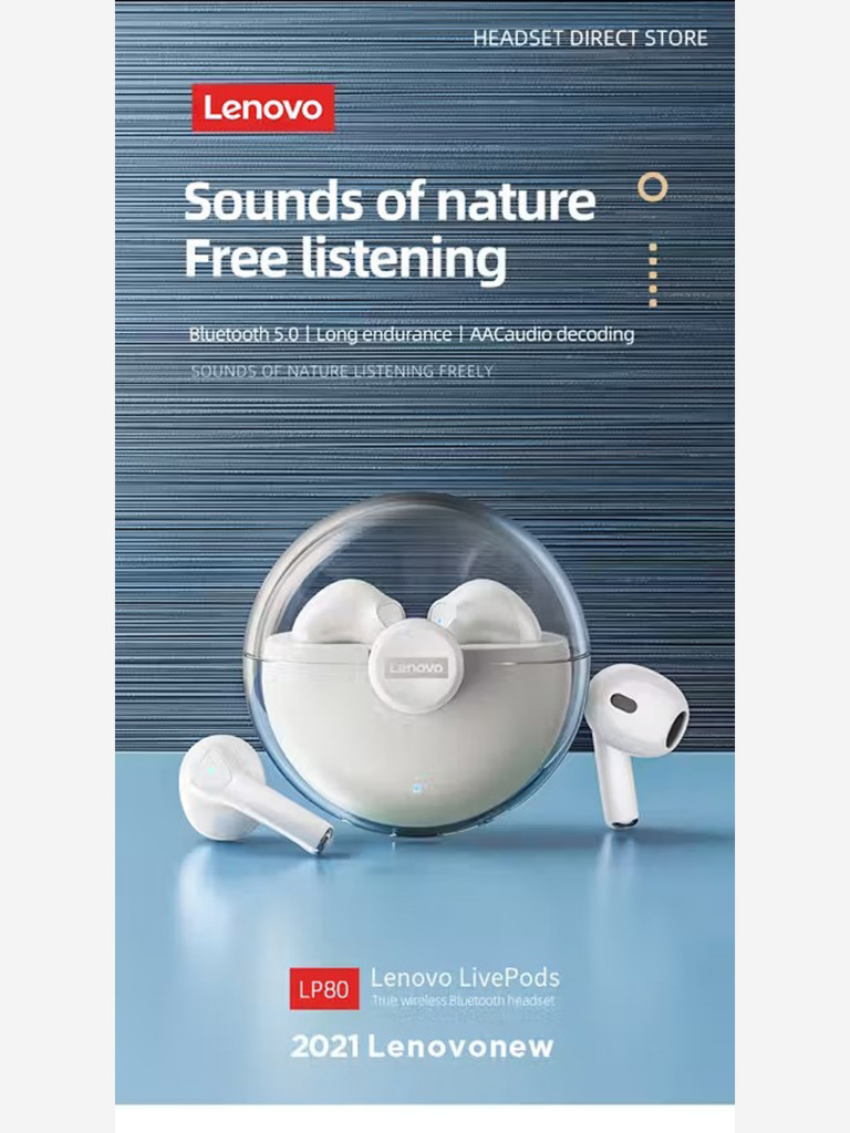 Беспроводные наушники Thinkplus Lenovo Lp80 True Wireless Earbuds белый