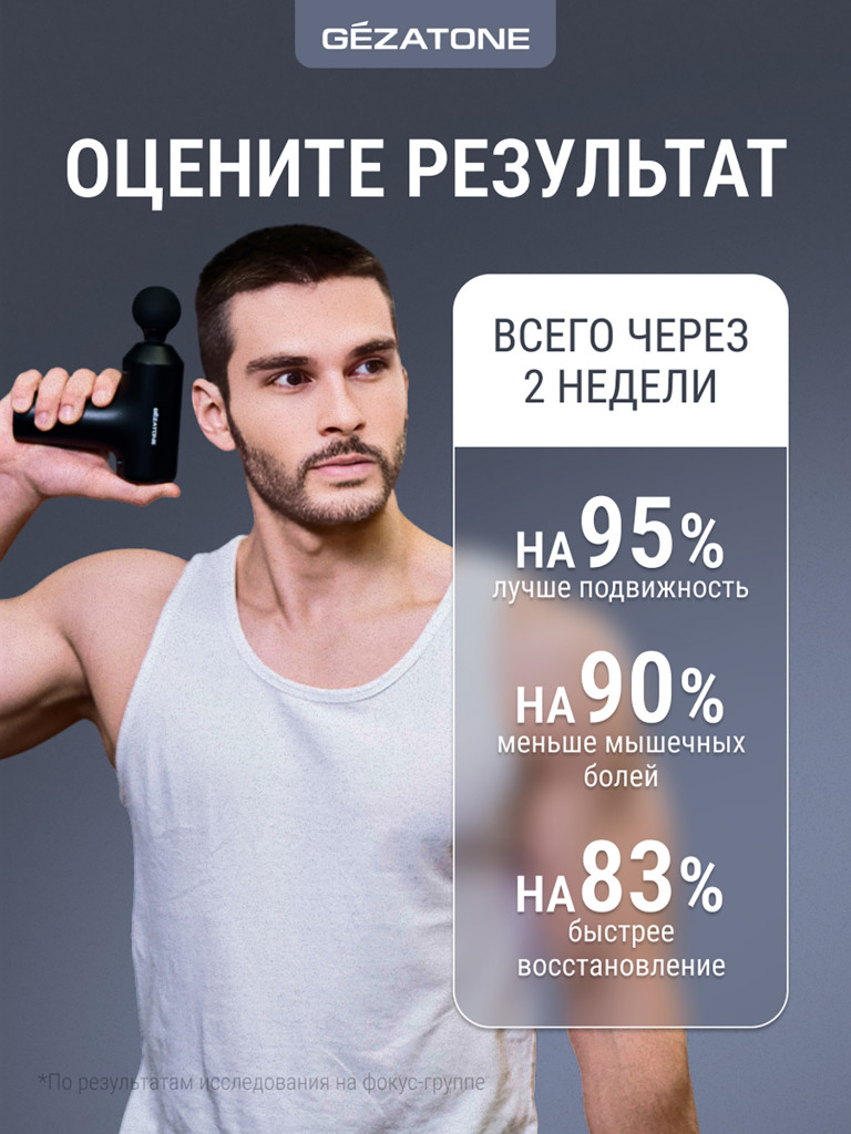 Перкуссионный массажер пистолет для тела Gezatone AMG140 7 насадок