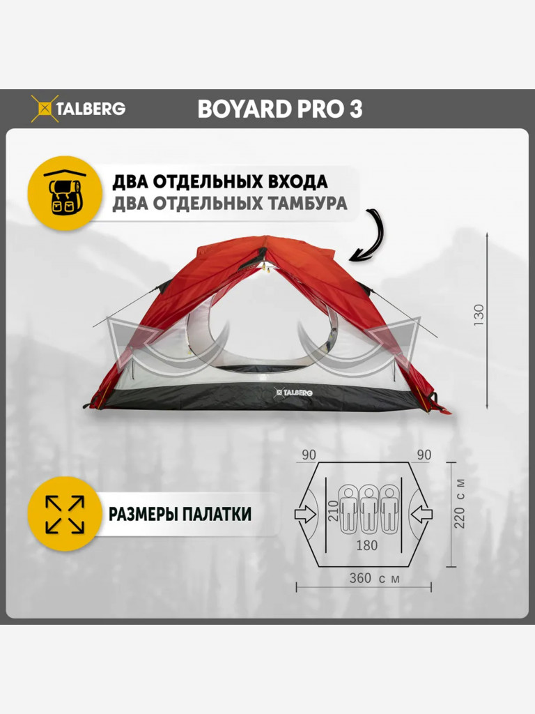 Палатка 3-х местная туристическая Talberg BOYARD PRO 3, цвет: красный
