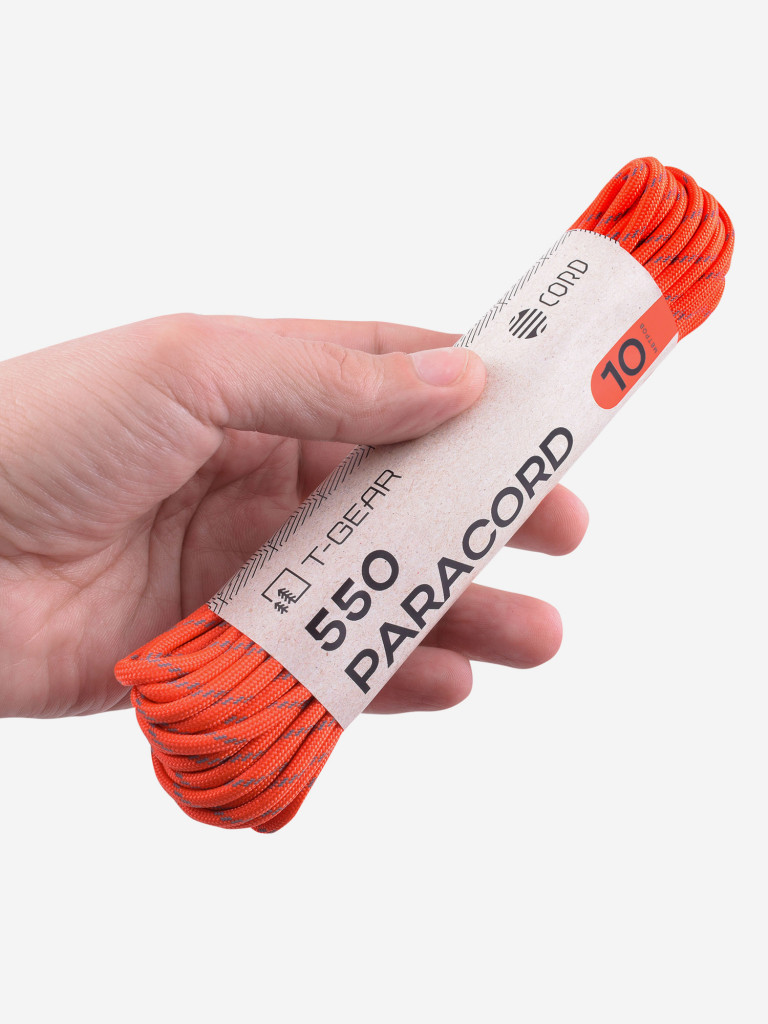 Паракорд 550 T-Gear x CORD nylon 10м световозвращающий (Neon Orange)