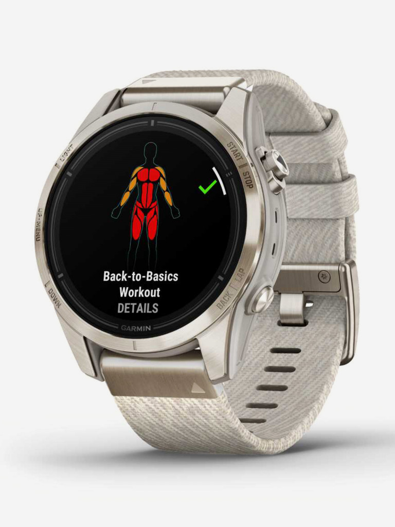 Спортивные часы Garmin EPIX PRO (Gen 2) Sapphire Edition 42 мм, золотистый корпус с нейлоновым ремешком сливочного цвета