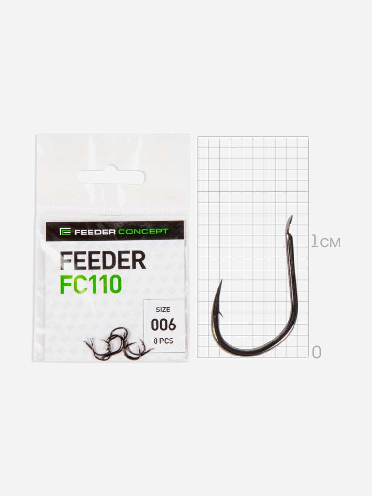 Крючки рыболовные Feeder Concept FC110 рыболовные №006 для фидера и поплавочной ловли, набор 40 штук