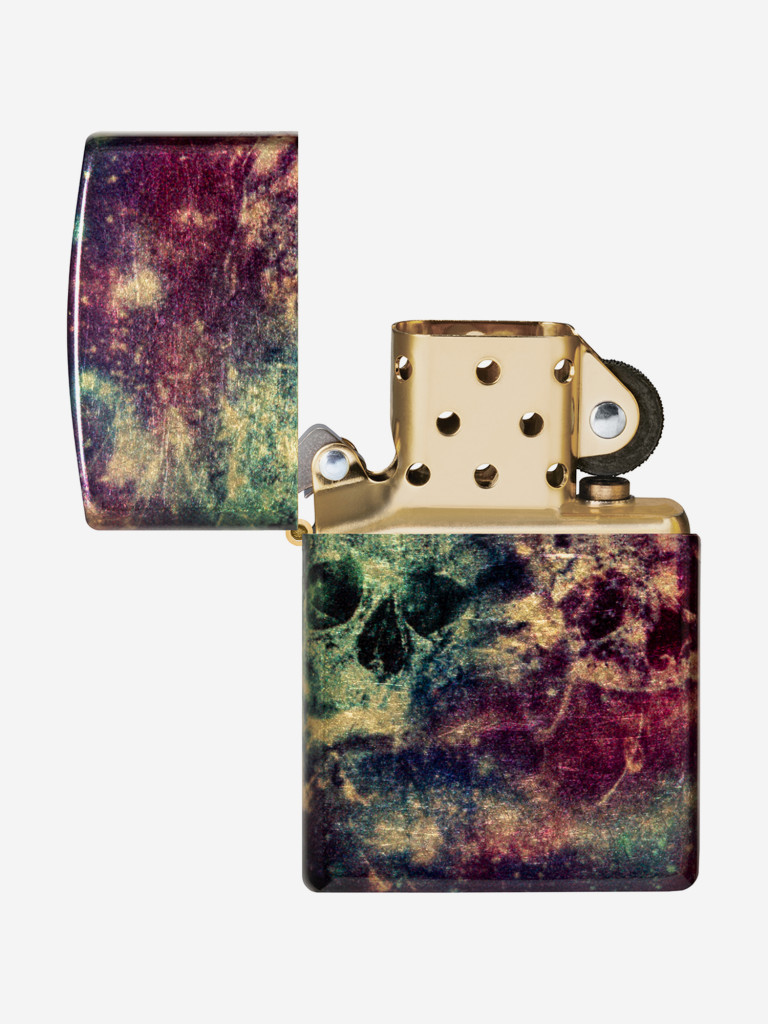 Зажигалка бензиновая ветроустойчивая Zippo Galaxy Skull 540 Tumbled Brass