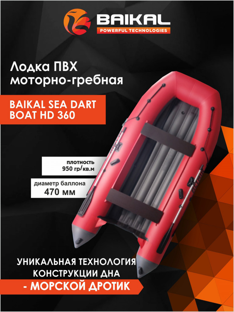 Лодка Байкал 360 ПВХ под мотор для рыбалки, для охоты, для отдыха, надувная