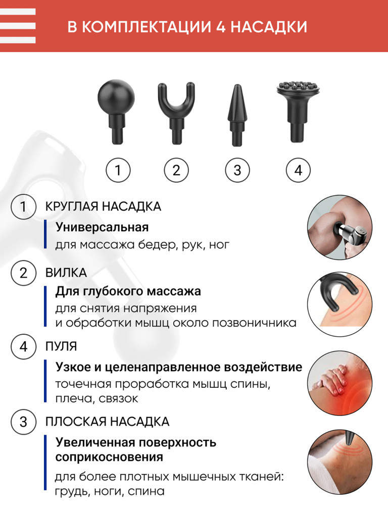 Перкуссионный спортивный массажер для тела Qualigo 6 скоростей