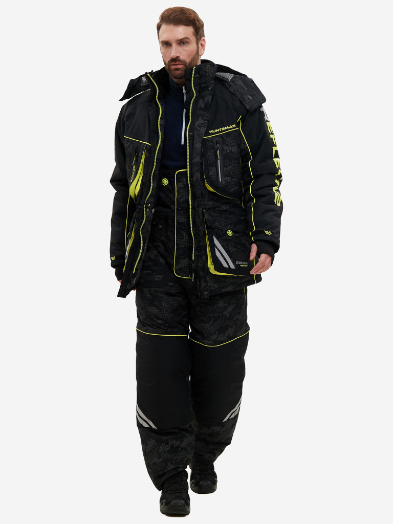 Костюм мужской Huntsman Reflect V2 зимний ветровлагозащитный из мембранной ткани со световозвращающим принтом для охоты и рыбалки