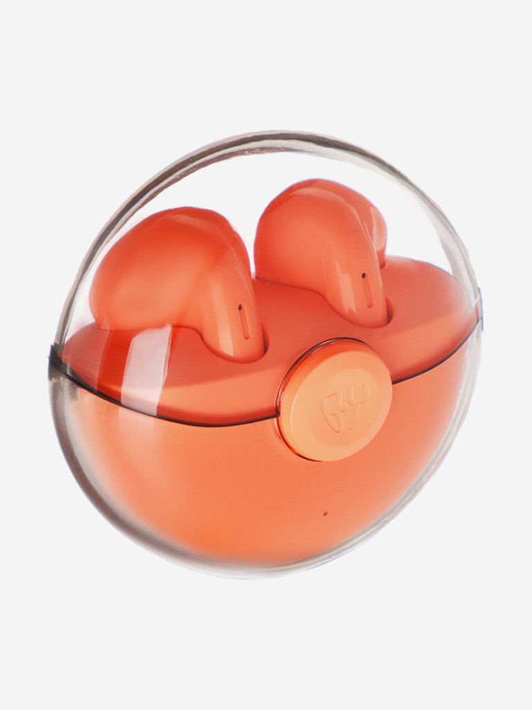 BY Наушники беспроводные TWS Spirit, 30/300мАч, оранжево-красный