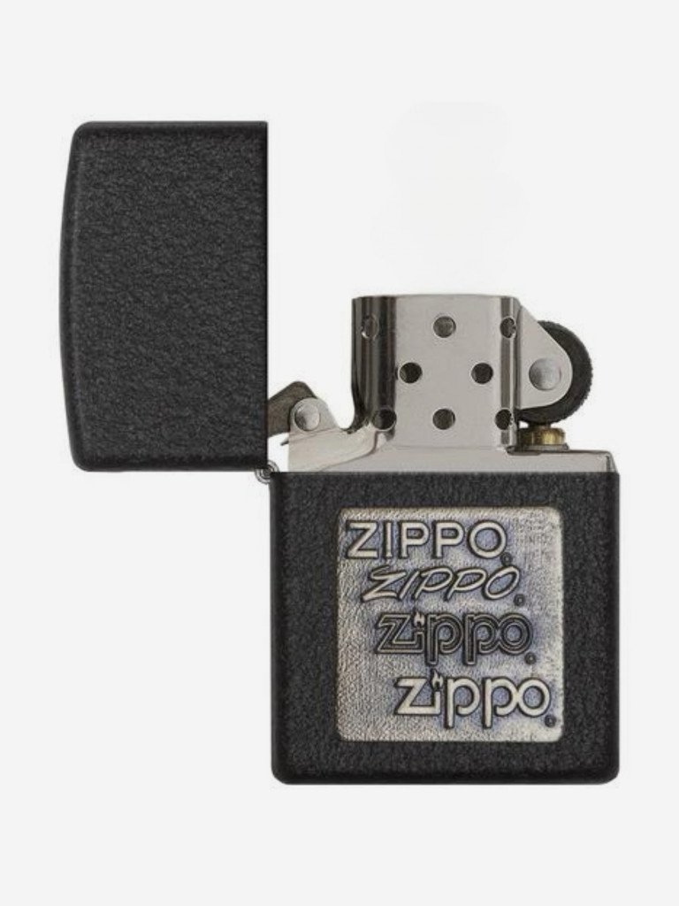 Зажигалка бензиновая ZIPPO 362 Gold Logo Black Crackle
