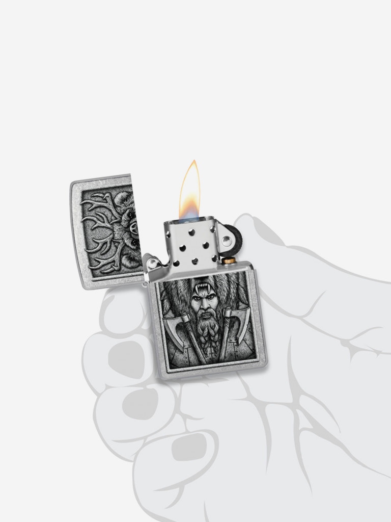 Зажигалка Zippo Barbarian Design Street Chrome