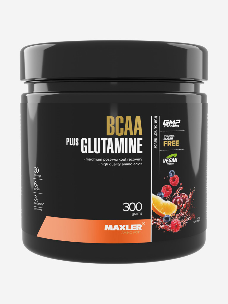 Комплекс аминокислот Maxler BCAA + Glutamine ( БЦАА + Глютамин ) 300 гр. - Фруктовый пунш
