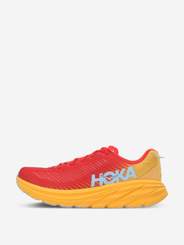 Кроссовки мужские Hoka One One Rincon 3 Wide красный/желтый/голубой цвет — купить за 11759 руб. со скидкой 40 %, отзывы в интернет-магазине Спортмастер