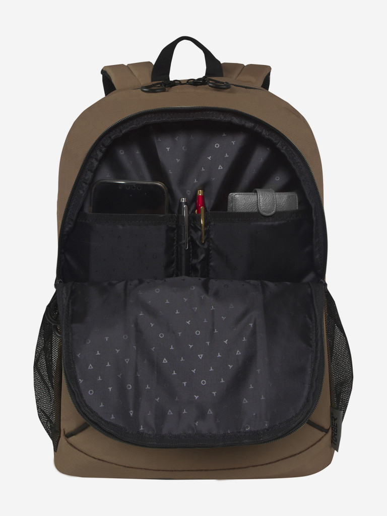 Рюкзак TORBER ROCKIT с отделением для ноутбука 15,6", коричневый, полиэстер 600D, 46 х 30 x 13